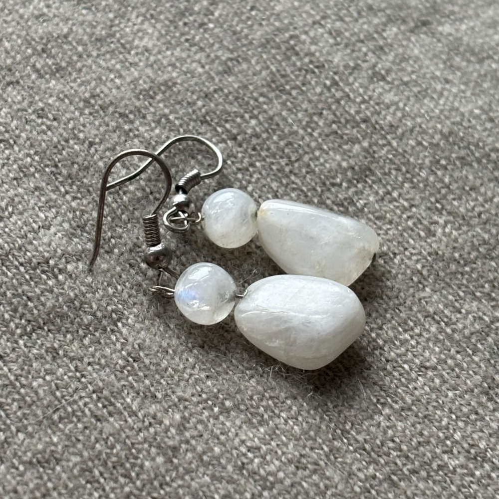 Rainbow Moonstone Dangle Earrings